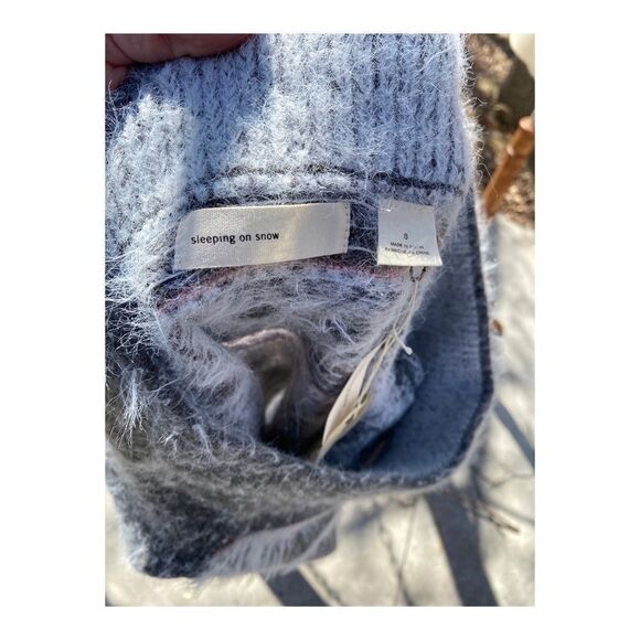 Sleeping on Snow Slouchy Off Shoulder Sweater Wool Blend Fuzzy NWT Sz S Grey - Picture 3 of 16